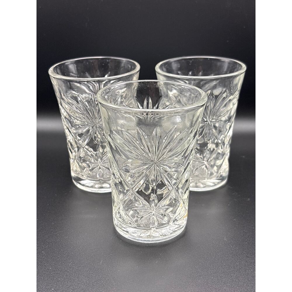 Vintage Anchor Hocking Prescut Oatmeal Juice Glasses, Set of 3 Retro Drinkware